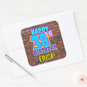 38th Birthday – Fun, Urban Graffiti Inspired Look Square Sticker