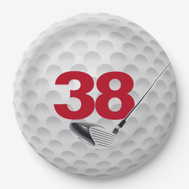 38th Birthday Golf Ball Design Paper Plate (Front)
