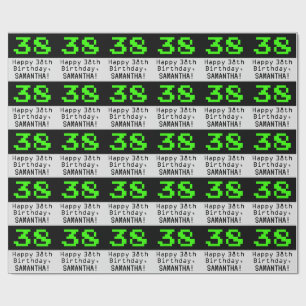 38th Birthday - Nerdy / Geeky Style "38" and Name Wrapping Paper