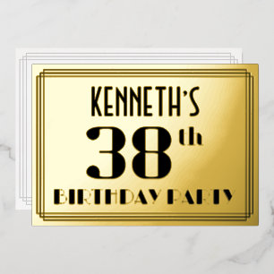 38th Birthday Party: Art Deco Look “38” and Name