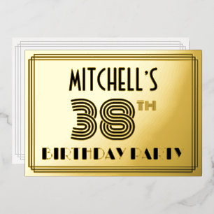 38th Birthday Party — Art Deco Style “38” & Name