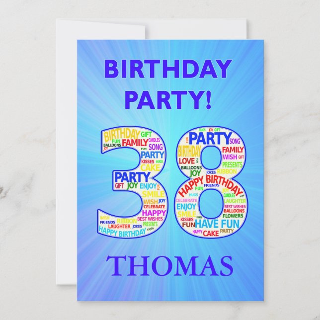 38th Birthday Party Invitation Add a Name (Front)