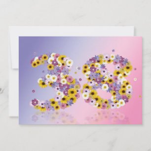 38th Birthday party, with flowered letters Invitation