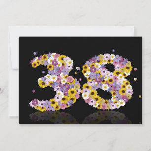 38th Birthday party, with flowered letters Invitation