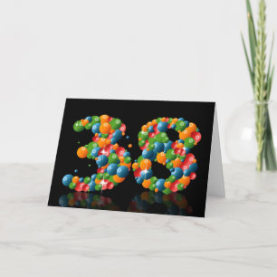 38th birthday with numbers formed from balls card