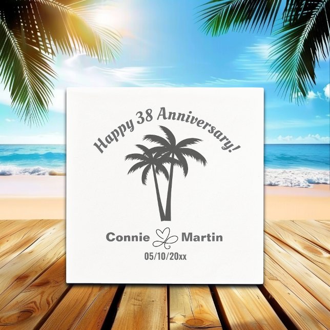 38th Wedding Anniversary Palm Trees Napkin (Creator Uploaded)