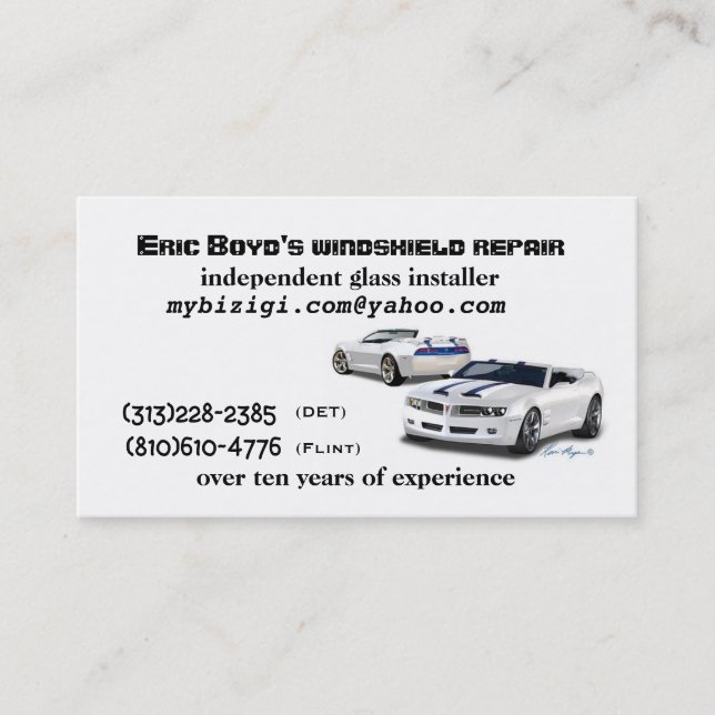 391198890_2886695d9b, Eric Boyd's windshield re... Business Card (Front)