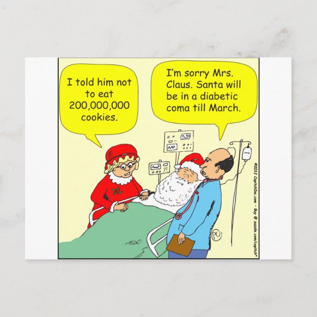397 Santa cookie coma cartoon Holiday Postcard (Front)