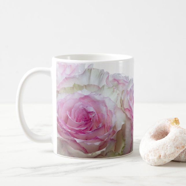 3998-Delicate Pink Rose Coffee Mug (With Donut)