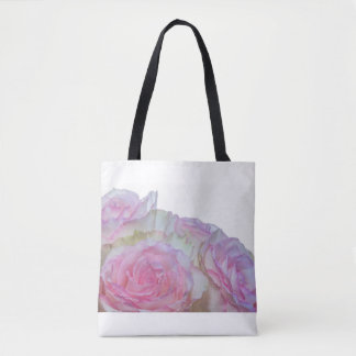 3998-White & Pink Roses Tote Bag