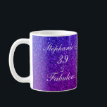 39 And Fabulous Birthday Pink Purple Glitter Ombre Coffee Mug<br><div class="desc">Designed with pretty, girly and beautiful pink purple glittery background and personalised text template for name which you can edit, this is perfect for the 39th birthday celebrations or gift! You can easily customise the template to change it to other fabulous birthday parties like 50 and fabulous or as you...</div>