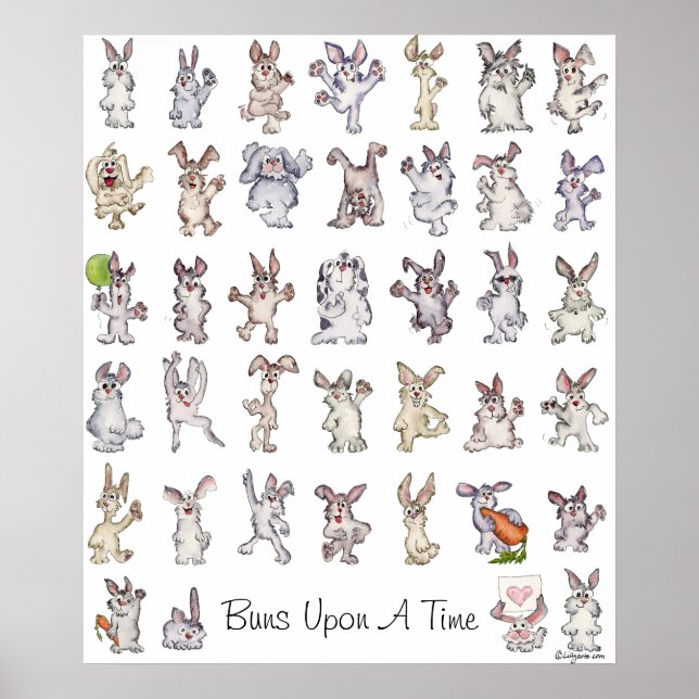 39 Cute Cartoon Rabbits Decor Nursery Poster Print (Front)