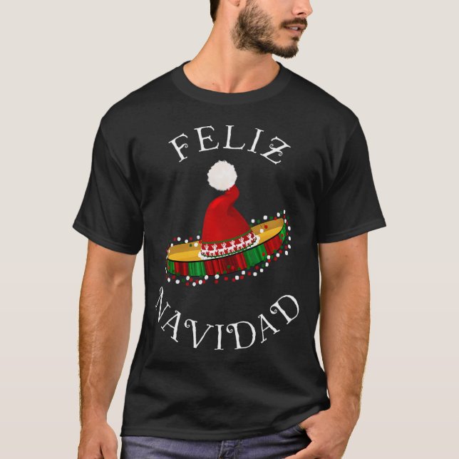 &#39;Feliz Navidad&#39; Santa Hat Sombrero Funny C T-Shirt (Front)