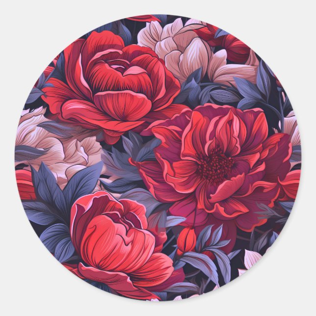 #39 Floral Pattern Classic Round Sticker (Front)