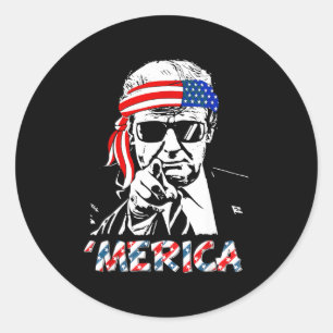 'merica Trump Happy 4th Of July Trump American Classic Round Sticker