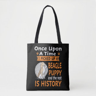 39 One Upon A Time  Beagle Puppy Tote Bag