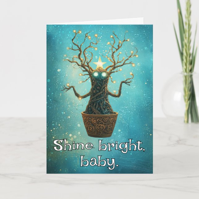 *~* 39 Whimsical Glow Funny Magical Christmas AP97 Thank You Card (Front)