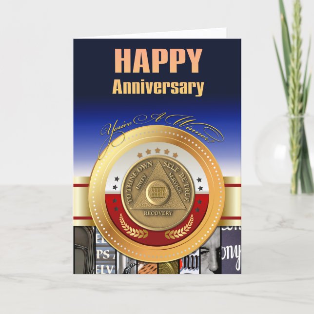 39 Year AA Anniversary Coin You're A Winner Award Card (Front)