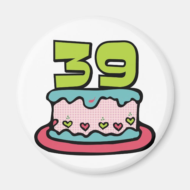 39 Year Old Birthday Cake Magnet (Front)