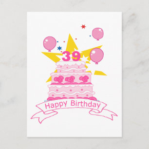 39 Year Old Birthday Cake Postcard