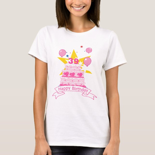 39 Year Old Birthday Cake T-Shirt (Front)