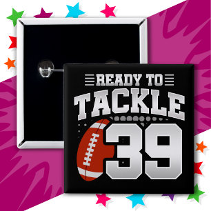39 Year Old Tackle Football Party 39th Birthday 15 Cm Square Badge