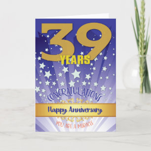 39 Year Recovery Anniversary Bold Numeral Card