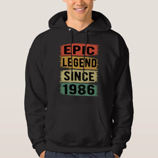 39 Years Old Bday 1986 Epic Legend 39th Birthday Hoodie (Front)