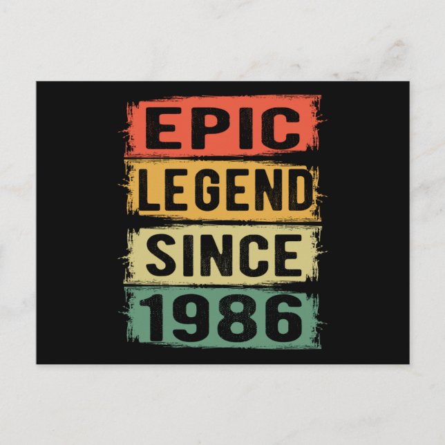 39 Years Old Bday 1986 Epic Legend 39th Birthday Postcard (Front)