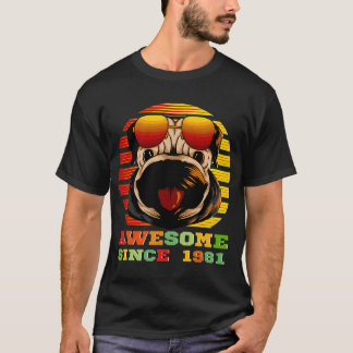 39th-bday Vintage Pug Dog Puppies Awesome Since 19 T-Shirt