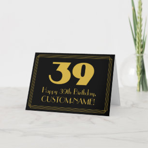 39th Birthday: Art Deco Inspired Look "39" & Name Card