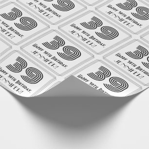 39th Birthday: Art Deco Inspired Style "39" + Name Wrapping Paper