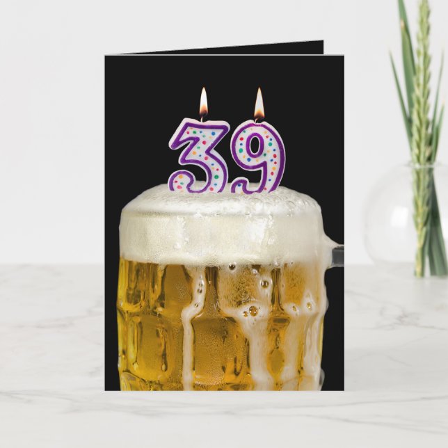 39th Birthday Beer on black Card (Front)