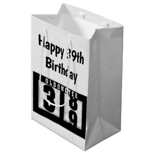 39th Birthday Black Odometer  Medium Gift Bag