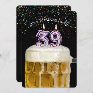 39th Birthday Candle Party Invitation