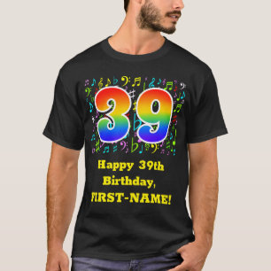 39th Birthday: Colourful Music Symbols, Rainbow 39 T-Shirt