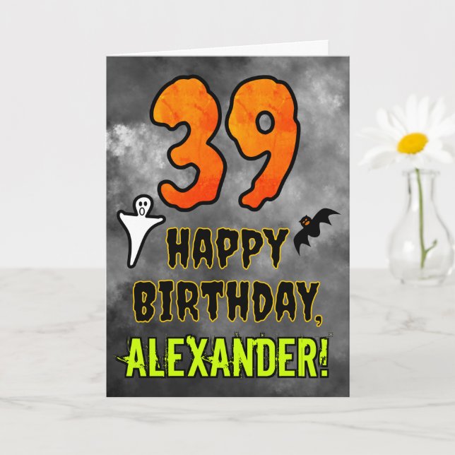 39th Birthday: Eerie Halloween Theme + Custom Name Card (Small Plant)