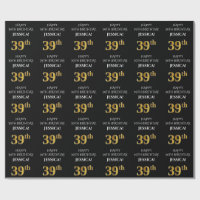 39th Birthday: Elegant, Black, Faux Gold Look