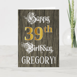 39th Birthday: Faux Gold Look + Faux Wood Pattern Card