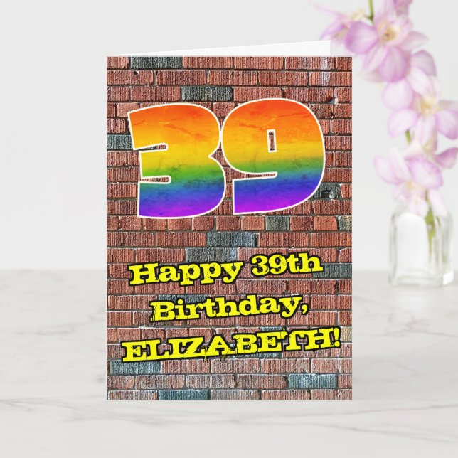 39th Birthday: Fun Graffiti-Inspired Rainbow 39 Card (Orchid)