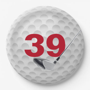 39th Birthday Golf Ball Design Paper Plate