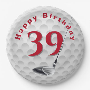39th Birthday Golf Ball Design Paper Plate