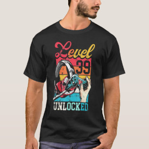 39th Birthday Level 39 Unlocked Video Gamer Boys M T-Shirt