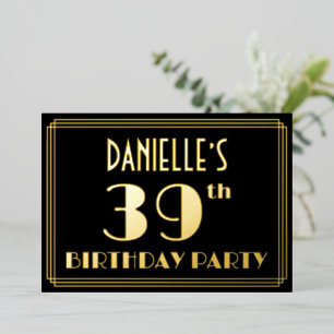 39th Birthday Party: Art Deco Look “39”, w/ Name