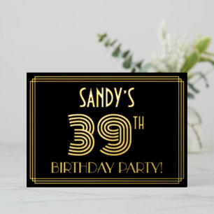 39th Birthday Party — Art Deco Style “39” + Name