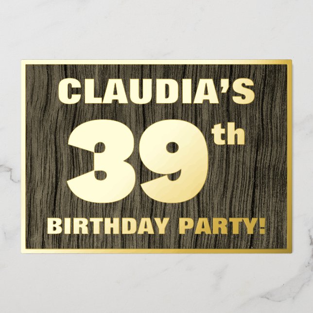 39th Birthday Party: Bold, Faux Wood Grain Pattern (Front)