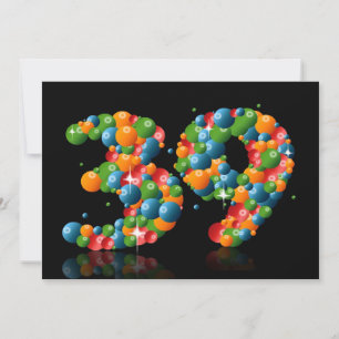 39th Birthday party, with bubbles and balls Invitation
