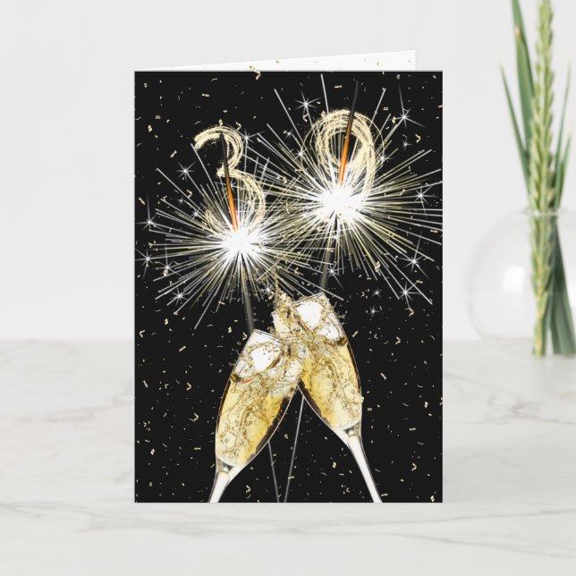 39th Birthday Sparklers and Champagne Toast Card (Front)