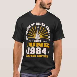 39th Birthday Vintage Guitarist Music  Born June 1 T-Shirt