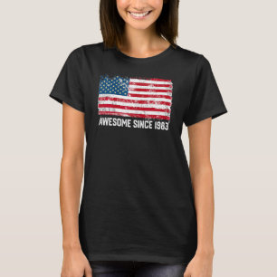 39th Birthday Vintage Usa Flag Awesome Since 1983 T-Shirt